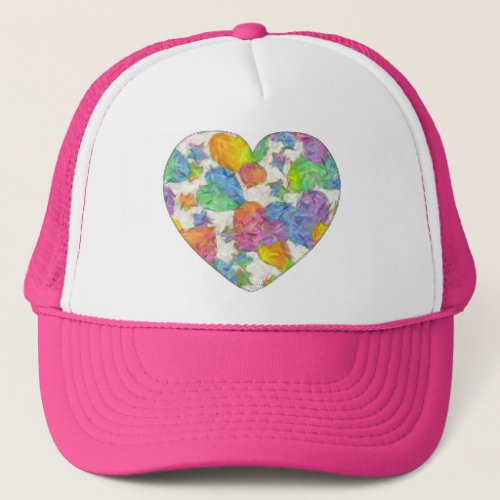 Impressionist Pastel Valentine Hearts Trucker Hat