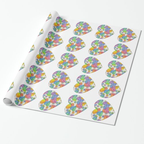 Impressionist Pastel Valentine Hearts Wrapping Paper