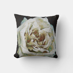 Impressionist Rose Isolated On Black Throw Pillow