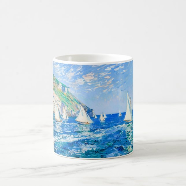 Impressionist Sailboat at the Cliffs – Ocean Art Coffee Mug (Center)