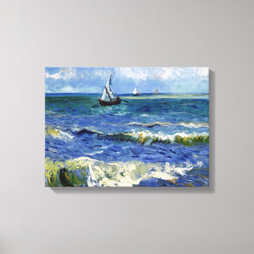Impressionist Sailboat on the Ocean Waves Canvas