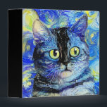 Impressionist Starry Night Tabby Cat Portrait 3 Ring Binder<br><div class="desc">An artistically designed and digitally painted,  abstract impressionist starry night style portrait of a cute and fluffy cat.</div>