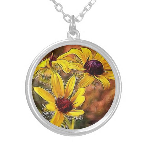 Impressionist Style Black Eyed Susans necklace