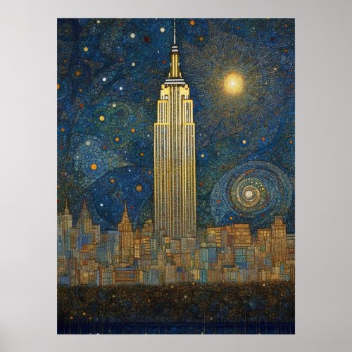 Impressionist Style Empire State Building Poster