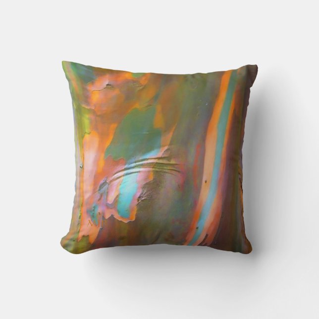 Impressionist-style Eucalyptus Bark Throw Pillow (Front)