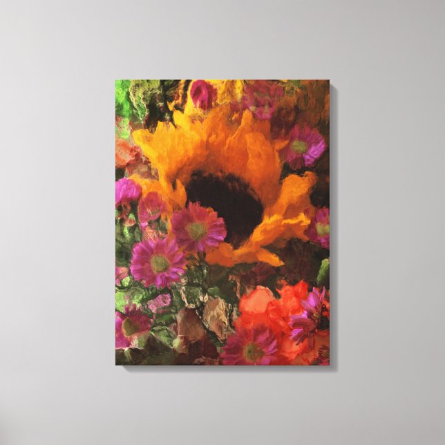 Impressionist Style Sunflower Canvas Print (Front)
