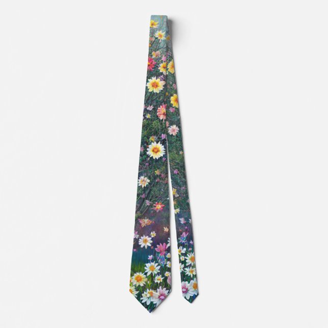 Impressionist Style Wildflower Meadow Neck Tie (Front)