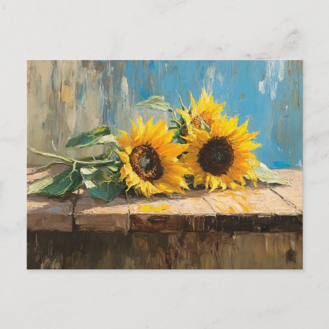 Impressionist Sunflowers Painting Postcard (Front)