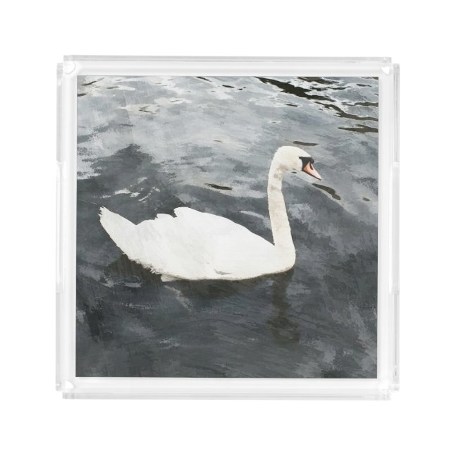 Impressionist Swan Acrylic Tray (Front)