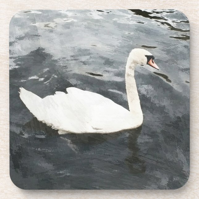 Impressionist Swan Beverage Coaster (Front)