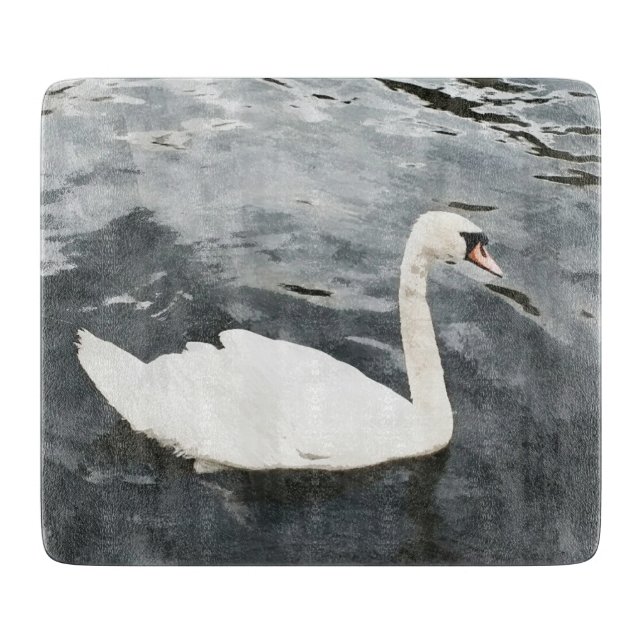Impressionist Swan Cutting Board (Front)