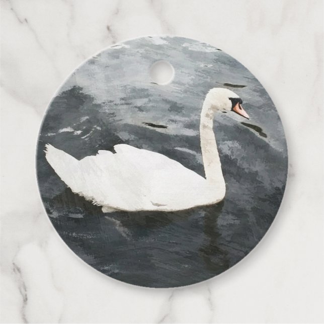 Impressionist Swan Favor Tags (Front)