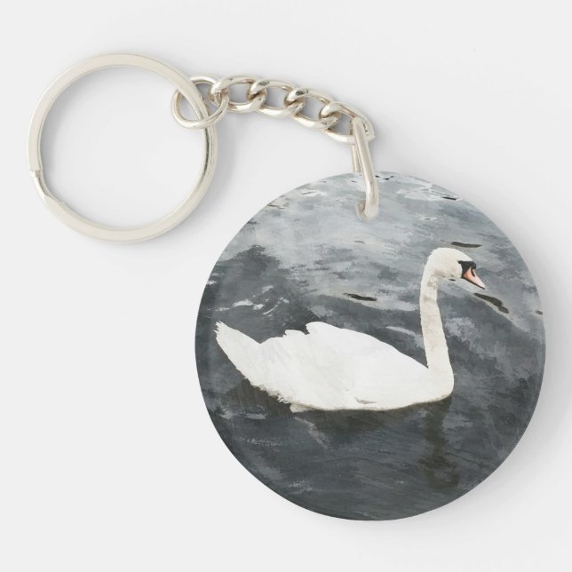 Impressionist Swan Keychain (Front)