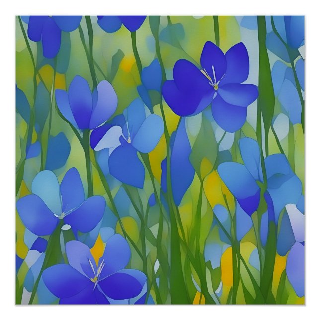 Impressionist Texas Bluebonnets Poster (Front)