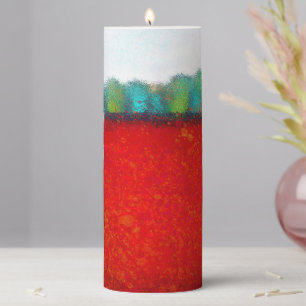 Impressionist trees pillar candle