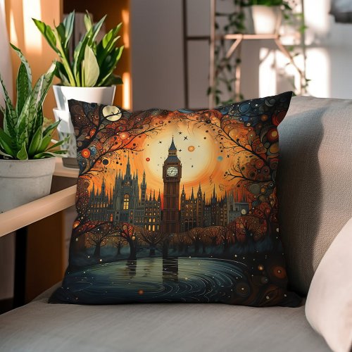 Impressionist View Of Big Ben  Throw Pillow