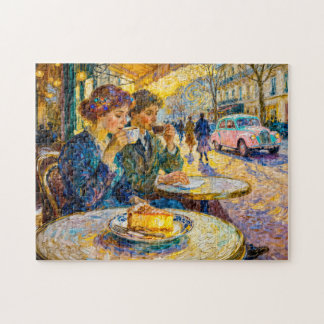 Impressionist Vintage Café Gathering in Early 1900 Jigsaw Puzzle