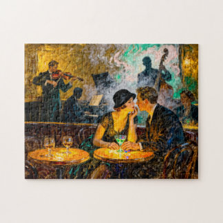 Impressionist Vintage Dance Bar Romance with Live Jigsaw Puzzle