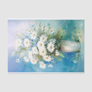 Impressionist Watercolor Daisies in a Vase Tissue Paper