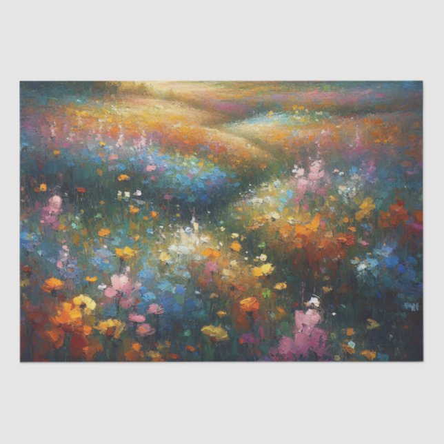 Impressionist Wildflower Field Floral Decoupage Tissue Paper (Front)