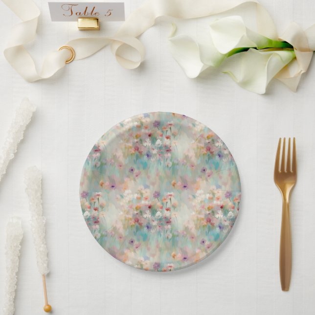 Impressionist Wildflowers Pastel Paper Plates (Wedding)