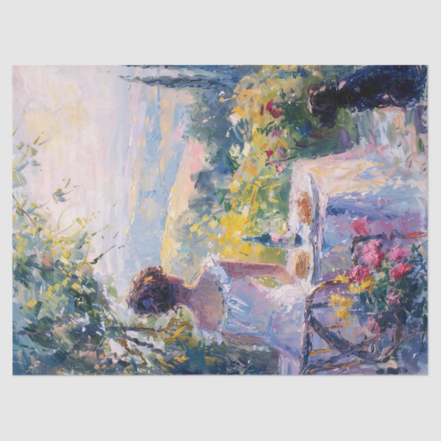 Impressionist Woman Having a Picnic Decoupage Tissue Paper (Front)