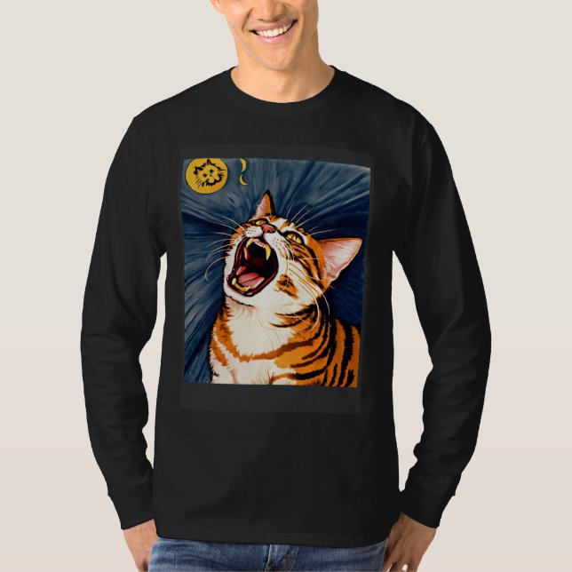 Impressionistic  Cat Screaming Impressionism Cats  T-Shirt (Front)