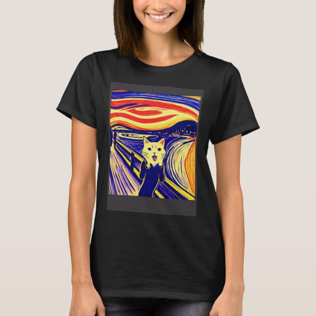 Impressionistic  Cat Screaming Impressionism Cats T-Shirt (Front)