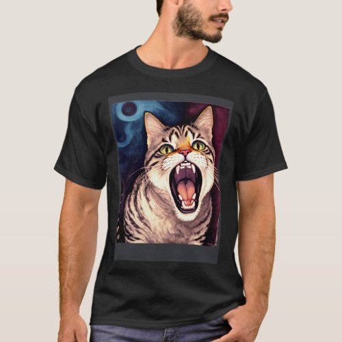 Impressionistic  Cat Screaming Impressionism Cats  T_Shirt