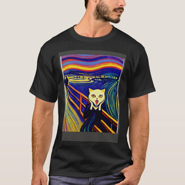 Impressionistic  Cat Screaming Impressionism Cats  T-Shirt (Front)