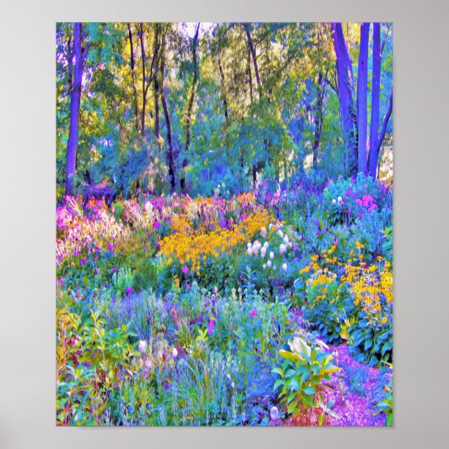 Impressionistic Colorful Garden Landscape Flowers Poster (Front)