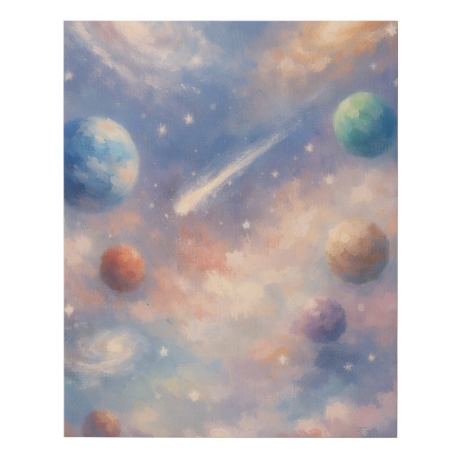 Impressionistic Cosmic Art – Planets & Galaxies Faux Canvas Print (Front)