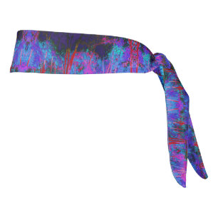 Impressionistic Dark Blue and Red Garden Landscape Tie Headband