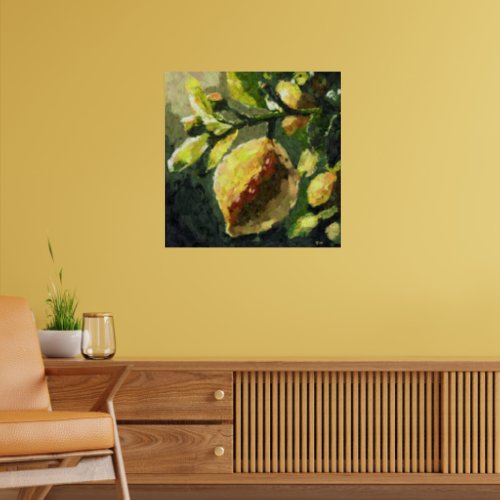 Impressionistic Lemons Hanging from Branch  Poster