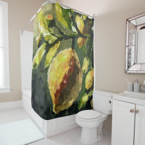 Impressionistic Lemons Hanging from Branch  Shower Curtain