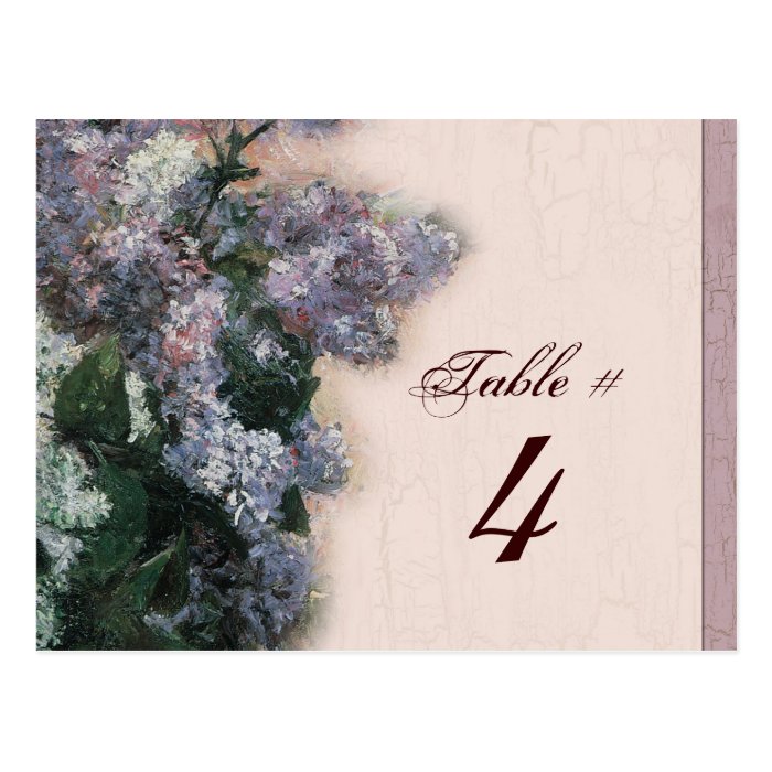 Impressionistic Lilacs   Table Number Card Post Cards