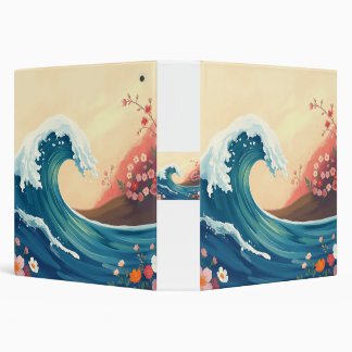 Impressionistic Ocean Wave 3 Ring Binder