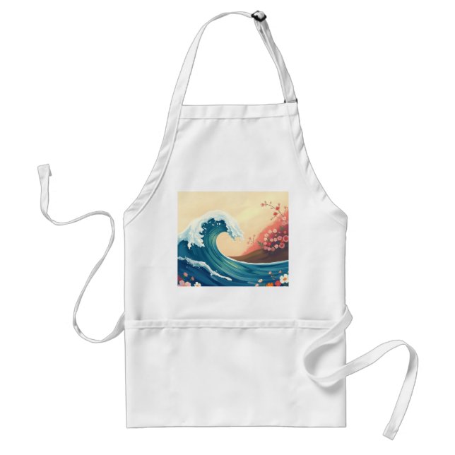 Impressionistic Ocean Wave Adult Apron (Front)