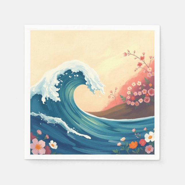 Impressionistic Ocean Wave Napkins (Front)