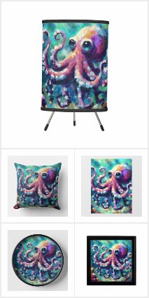 Impressionistic Octopus Nautical Home Decor