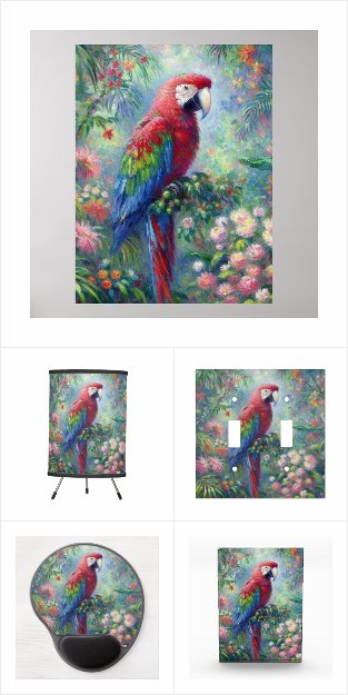 Impressionistic Parrot Home Decor