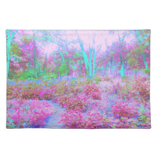 Impressionistic Pink and Turquoise Abstract Garden Cloth Placemat