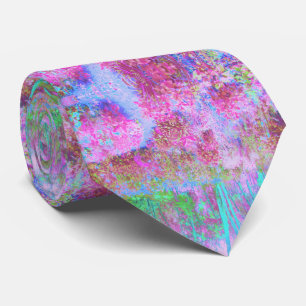 Impressionistic Pink and Turquoise Abstract Garden Neck Tie