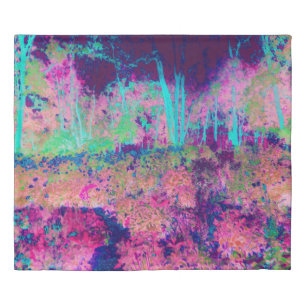Impressionistic Purple and Hot Pink Landscape Duvet Cover