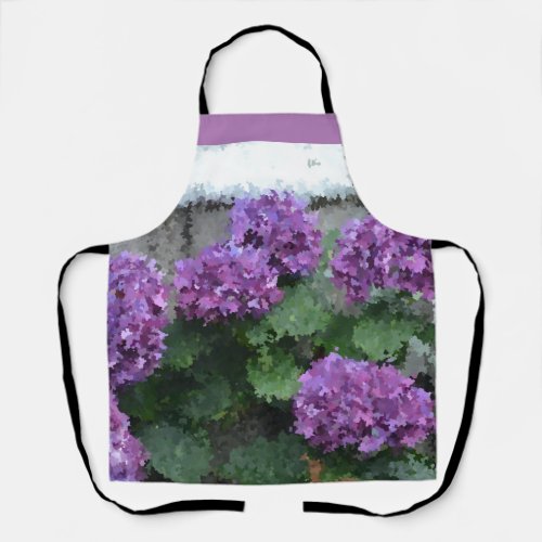 Impressionistic Purple Hydrangea Blossoms Apron