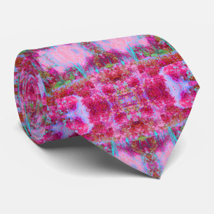Impressionistic Red and Pink Garden Landscape Neck Tie