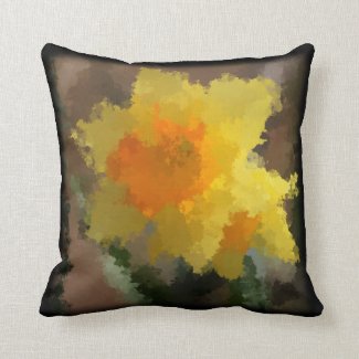 Impressionistic Rendition Yellow Orange Daffodil Pillow
