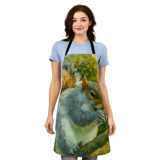 Impressionistic Squirrel in Forest Foliage Apron
