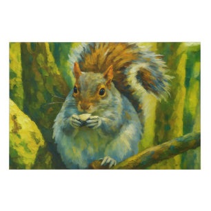 Impressionistic Squirrel in Forest Foliage Faux Canvas Print