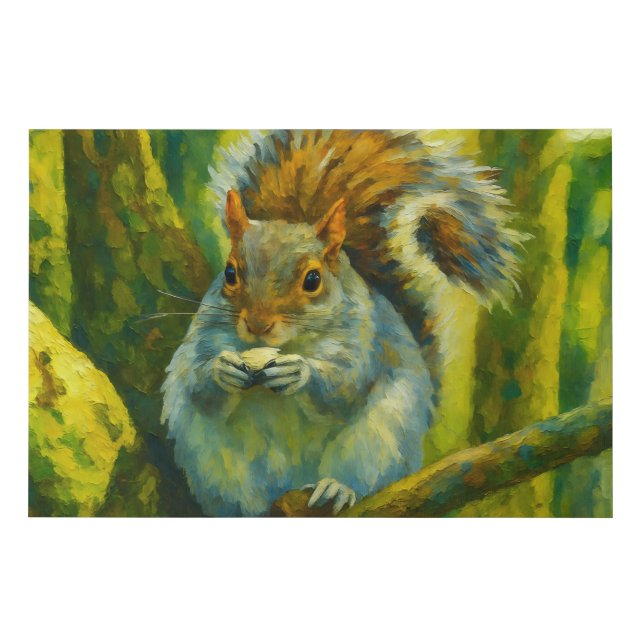 Impressionistic Squirrel in Forest Foliage Faux Canvas Print (Front)